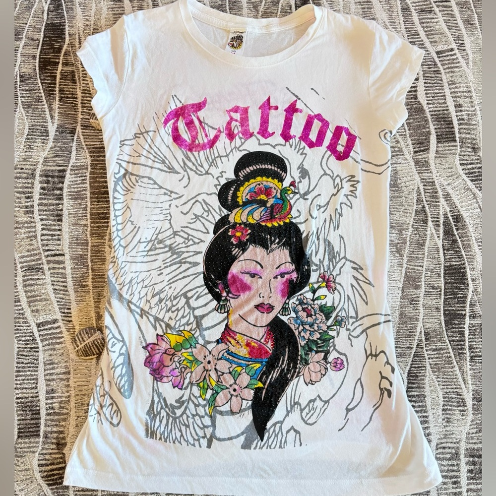 White Graphic Print Women's Top